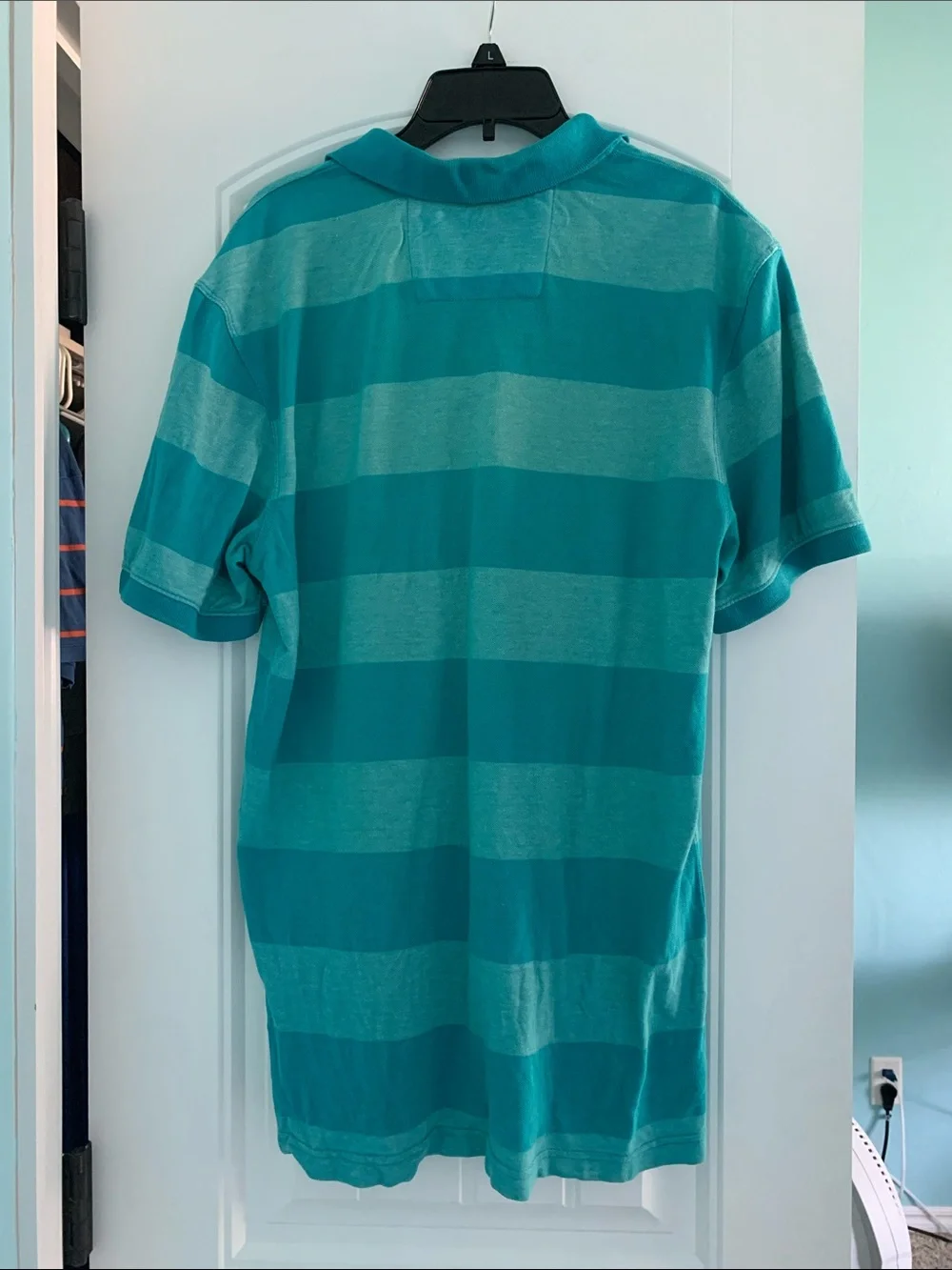 Banana Republic Men’s Striped Polo M Medium blue